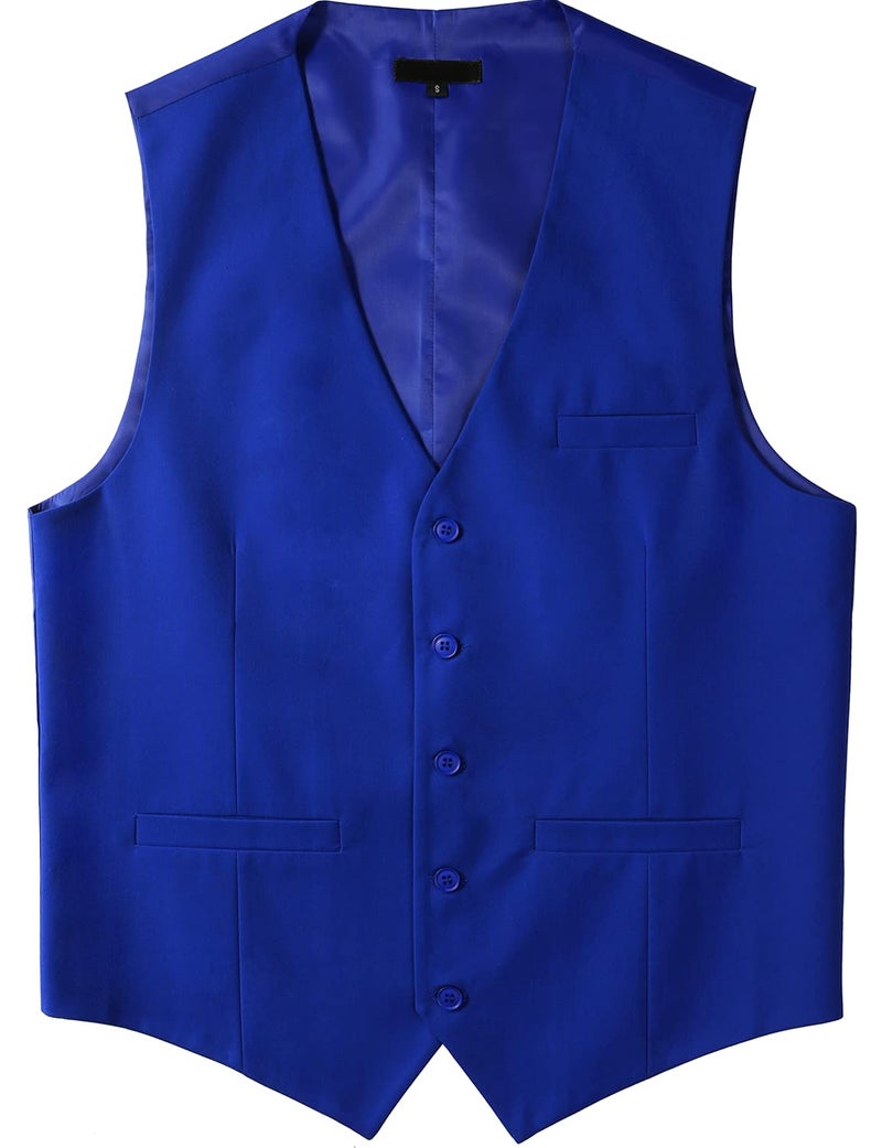 ZEROYAA Men's Hipster Urban Design 3 Pockets Business Formal Dress Vest for Suit Tuxedo ZLSV16 Royal X-Large - Image 4